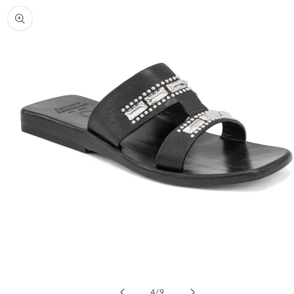 Calleen Cordero Villanova  Black Slide Sandals with Dual Straps (New)